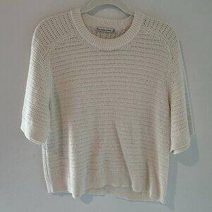 Abercrombie & Fitch Madeline Textural Crew Sweater Tee | Cream | Size Medium